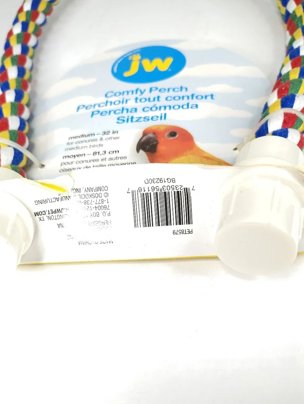 JW Comfy Perch Rope Bird Perch  Multicolor 32 Inches